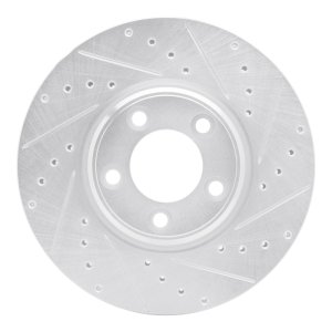 Ford Thunderbird Brake Rotor (1) - Front Right - R1 Concepts - Drilled & Slotted - Silver - `00-`06